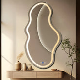 LED Spiegel Asymmetrisch Horizontal | Touch-Schalter | Anti-Beschlag-Funktion | Einstellbare Farbtemperatur - Reyze Seria Salono Model 1